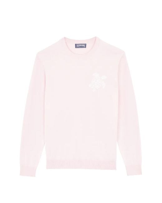Vilebrequin Pink Jacquard Turtle Crew-Neck Sweater for men