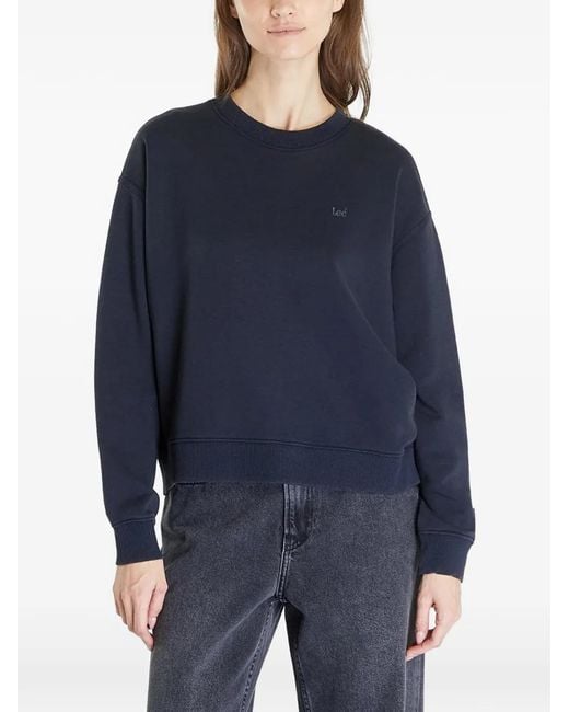 Lee Jeans Blue Logo-Embroidered Sweater