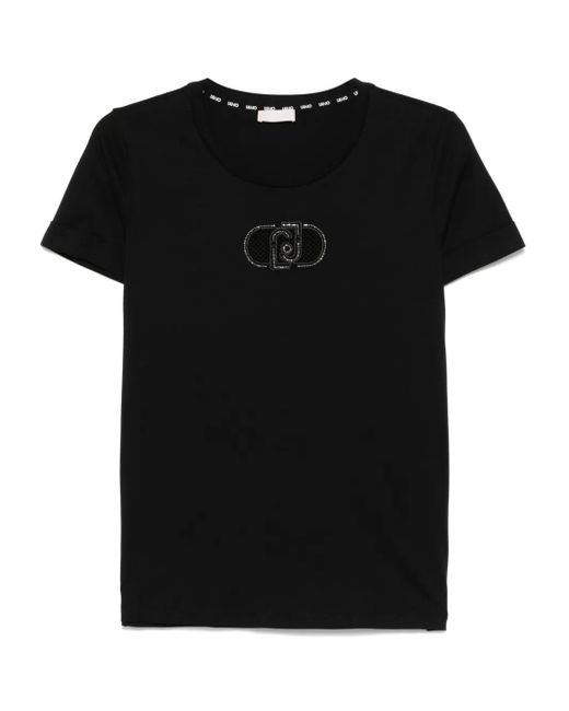 Liu Jo Black Logo-Embroidered T-Shirt
