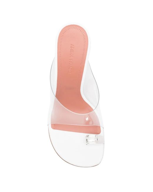 AMINA MUADDI White Justine Crystal-Embellished Sandals