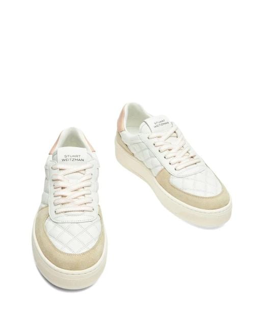 Stuart Weitzman White Quilted Platform Trainers