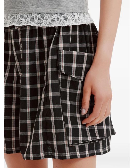 B+ AB Black Check-Pattern Shorts