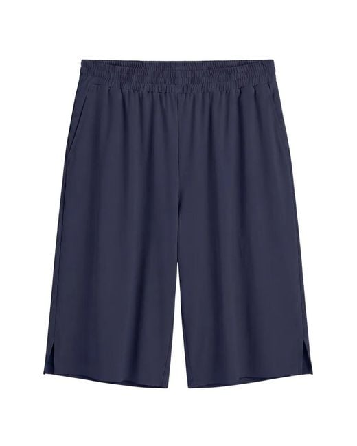 OFLAB Blue 24002 Elasticated-Waistband Side-Slit Shorts