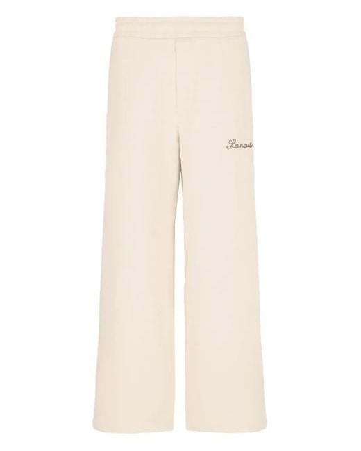 Laneus Natural Embroidered-Logo Track Pants for men