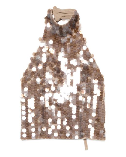 P.A.R.O.S.H. White Neckholder-Bluse mit Pailletten
