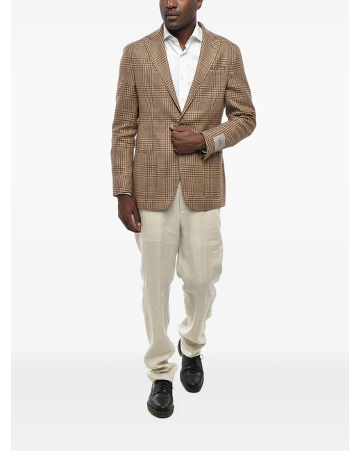 Corneliani Natural Houndstooth Single-Breasted Blazer for men