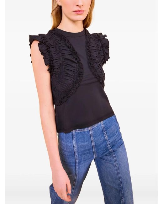 Ulla Johnson Blue Ruffled Smocked Top