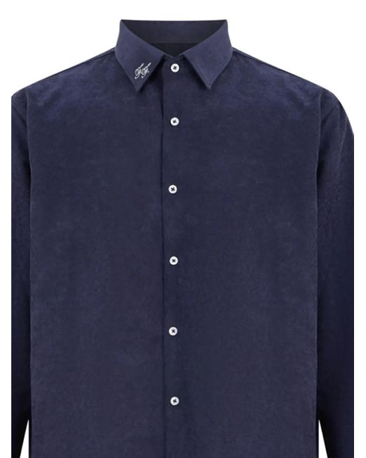 FAMILY FIRST Blue Embroidered Shirt for men