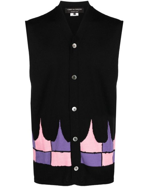 Comme des Garçons Button-up Knitted Vest in Black for Men | Lyst