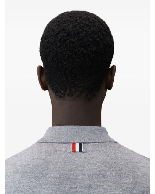 Thom Browne Blue Four-Stripe Short-Sleeve Polo Shirt for men
