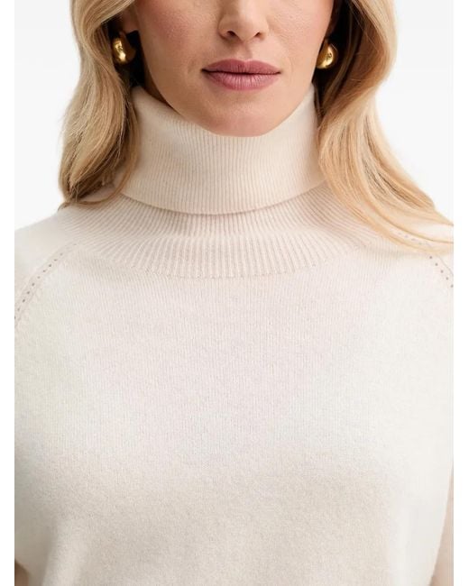 Fracomina White Tone-Button Roll-Neck Sweater