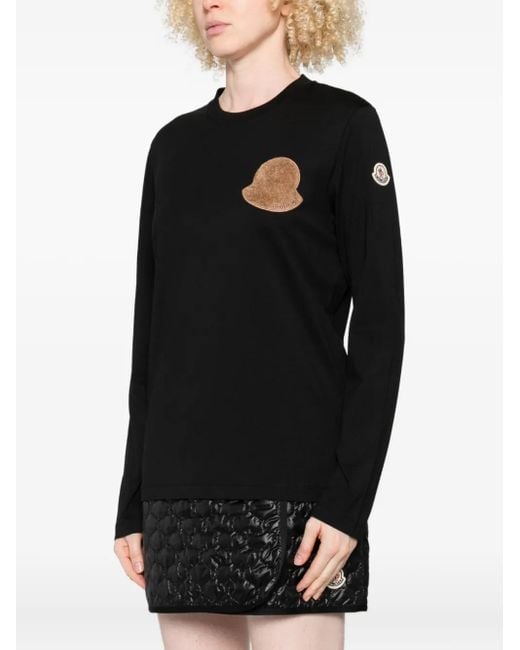 Moncler Black Logo-Patch Long-Sleeve Top