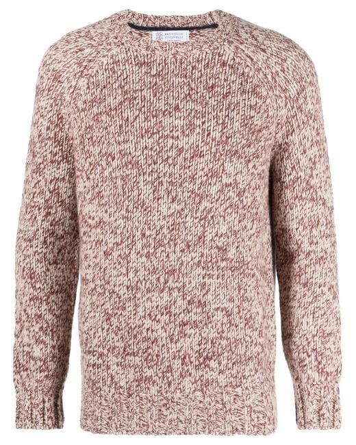 Brunello Cucinelli Pink Crew-Neck Chunky-Knit Jumper for men