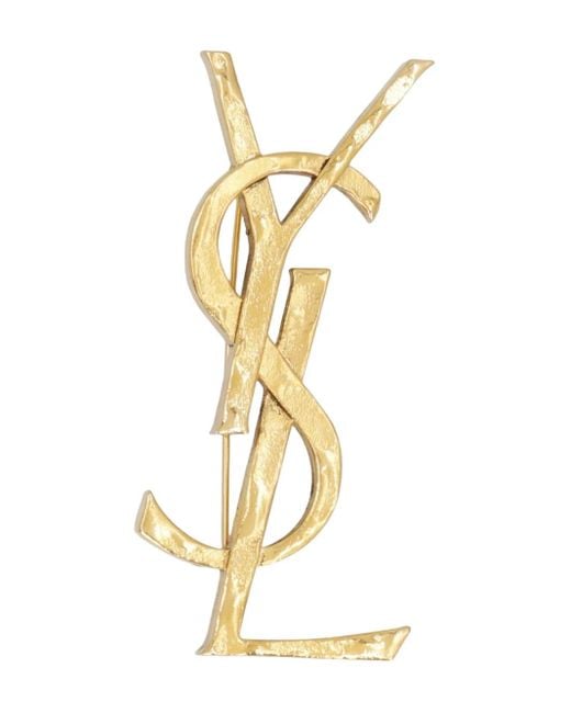 Broche Cassandre con gancho de seguridad Saint Laurent de color Metallic