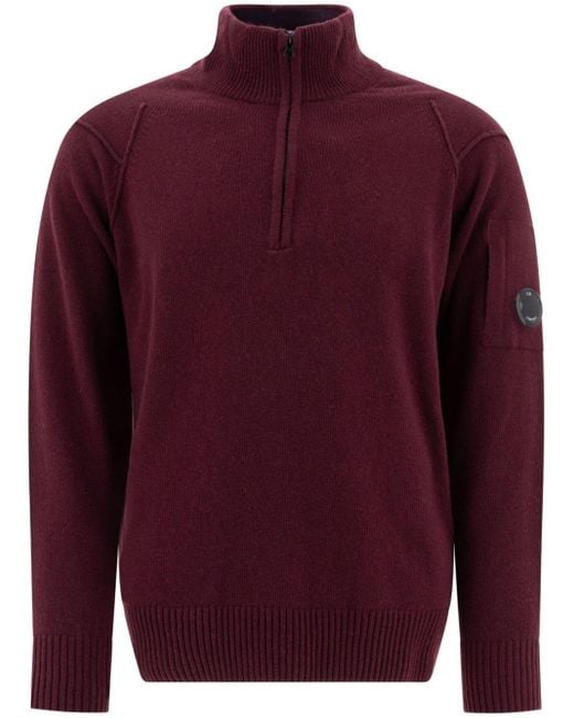 C P Company Red High Neck Jumper for men