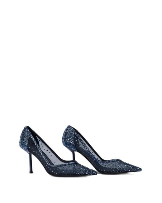 Le Silla Blue 90Mm Nicole Crystal-Embellished Mesh Pumps