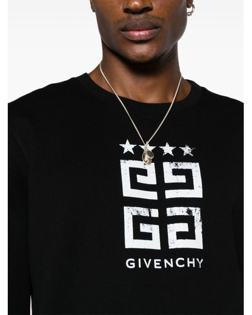 Givenchy Black 4g Brand-print Slim-fit Cotton-jersey Sweatshirt for men