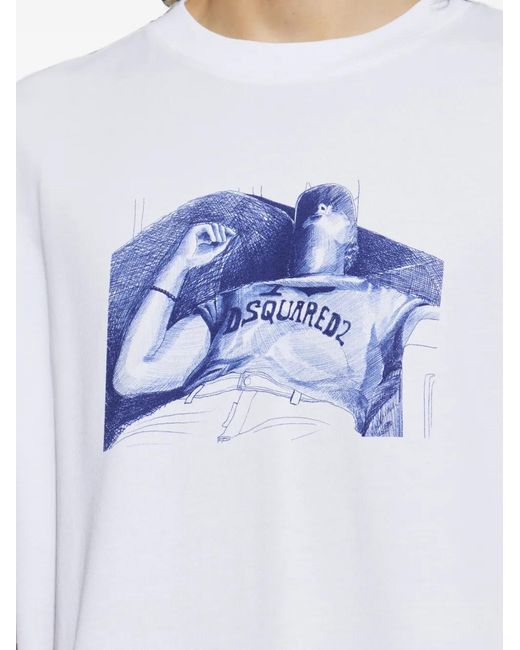 DSquared² White Graphic-Print T-Shirt for men