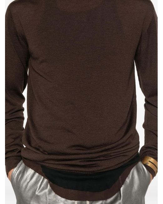 Rick Owens Wollen Trui Met Ronde Hals in het Brown voor heren