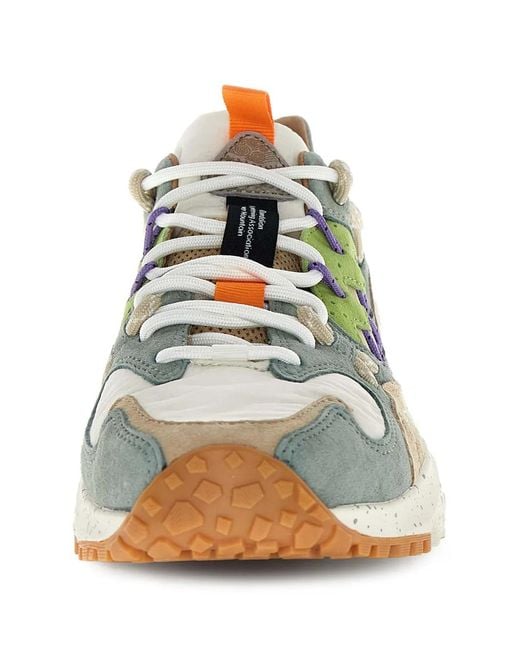 Flower Mountain Green Nubuck Leather Sneakers