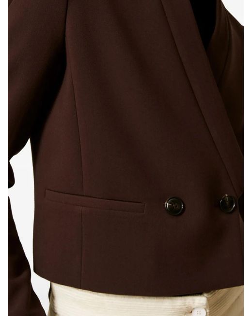 Twinset Brown Double-Breasted Cropped Blazer