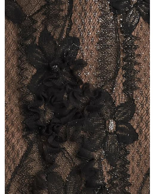 Tadashi Shoji Black Kaiti Ruffled Lace Gown