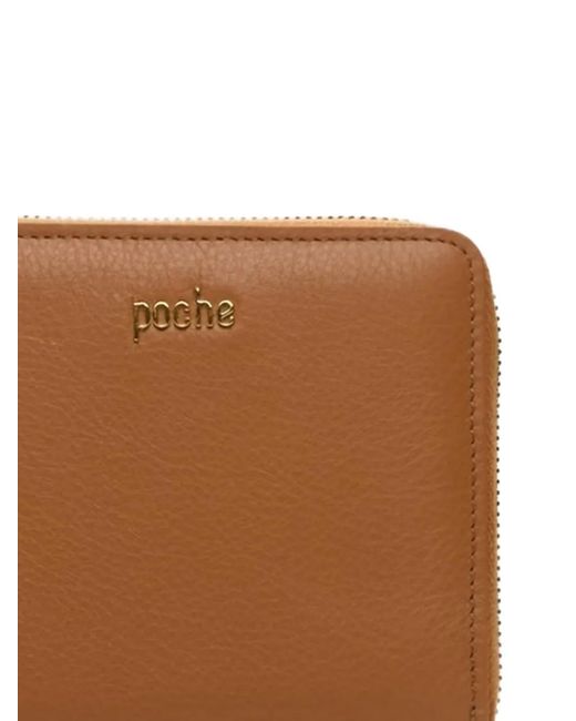 Poche Paris Brown Zip-Around Leather Wallet
