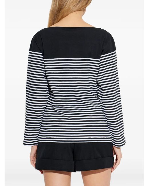 Balmain Black Striped Long-Sleeved Top