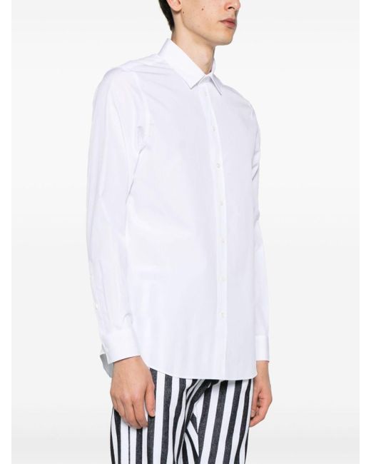 Moschino White Slogan-print Cotton Shirt for men