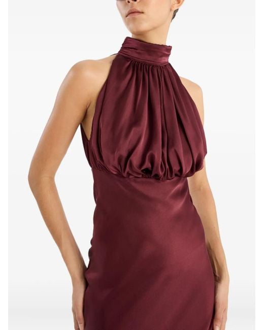 ROTATE BIRGER CHRISTENSEN Purple High-Neck Silk Maxi Dress