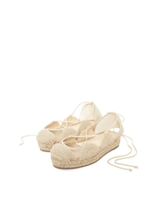 Loewe Natural Lace-Up Flat Espadrilles