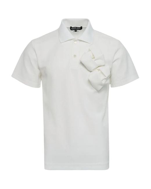 Comme des Garçons White Rosette Polo Shirt for men