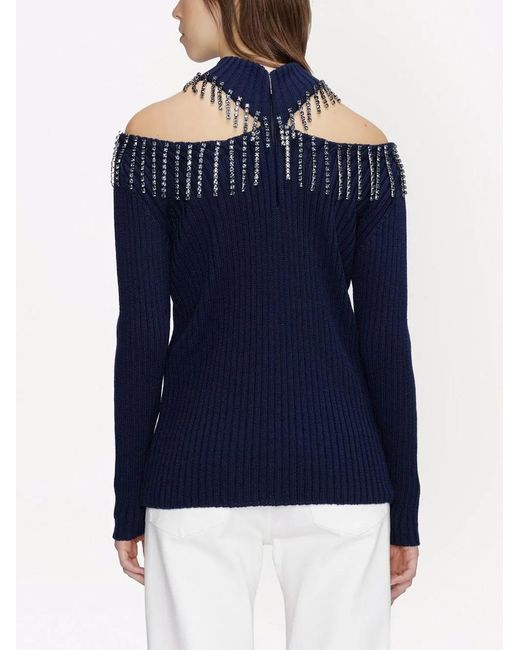 Christopher Kane Blue Crystal-Embellished Jumper