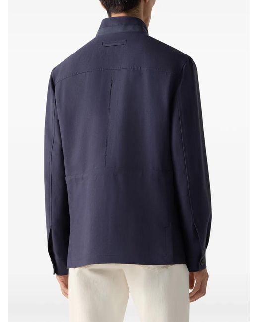 Zegna Blue Chore Buttoned Jacket for men