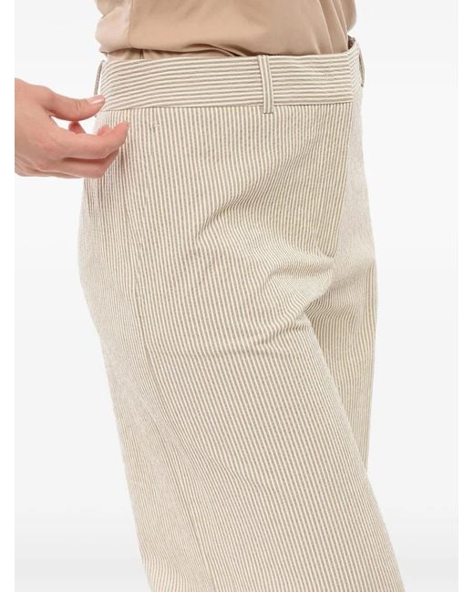 Ql2 Natural Striped Wide-Leg Trousers
