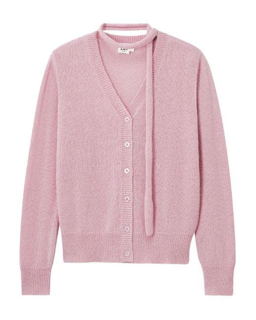 B+ AB Pink Tie-Neck V-Neck Cardigan