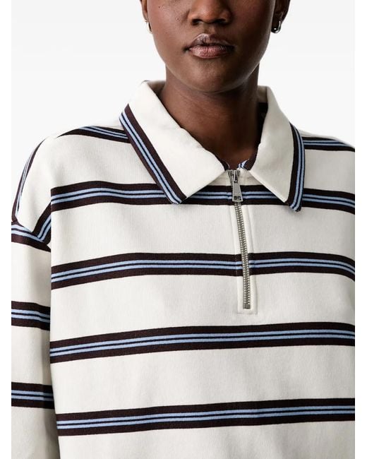 Marc O' Polo Blue Striped Quarter-Zip Sweatshirt