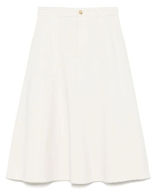 A.P.C. White Laurie Midi Skirt
