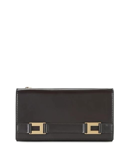 Elisabetta Franchi Black Logo-Plaque Chain-Link Wallet