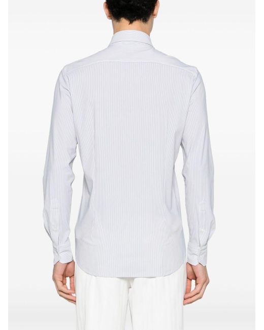 Dell'Oglio White Striped Spread-collar Shirt for men