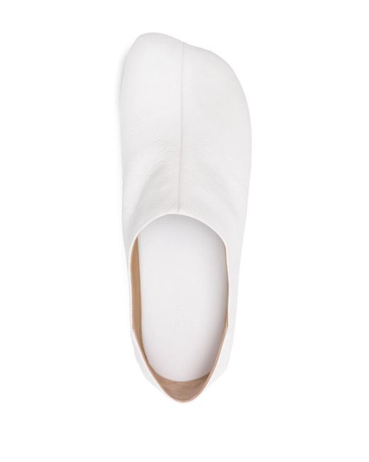 MM6 by Maison Martin Margiela White Asymmetric-toe Leather Loafers for men