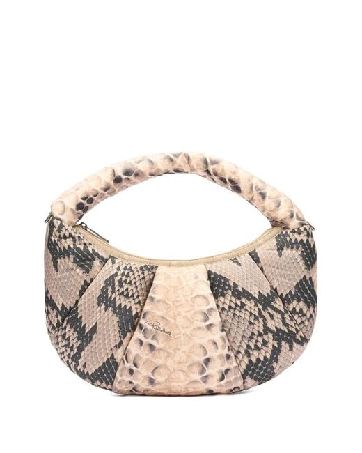 Roberto Cavalli Pink Venezia Python-Embossed Tote Bag
