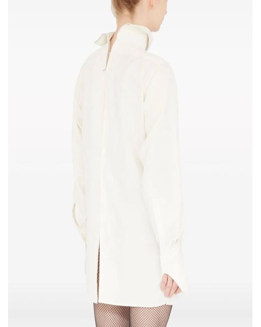Maison Margiela Natural Invitation Graphic-Print Silk Shirt