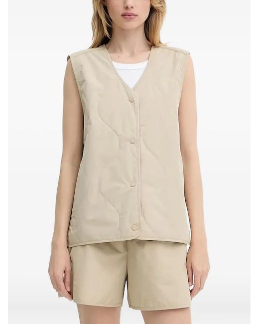 Samsøe & Samsøe Natural Quilted Button-Fastening Gilet
