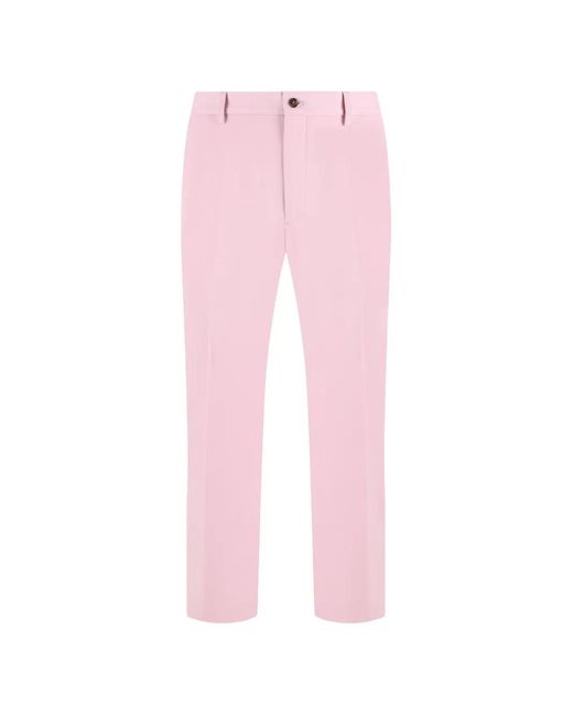 Prada Pink Cotton Button Tailored Trousers for men