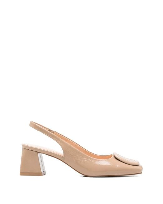 SERGIO MORETTI FIRENZE Natural Buckle-Detail Slingback Pumps