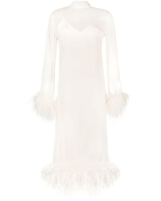 ‎Taller Marmo White Kleid mit Federn