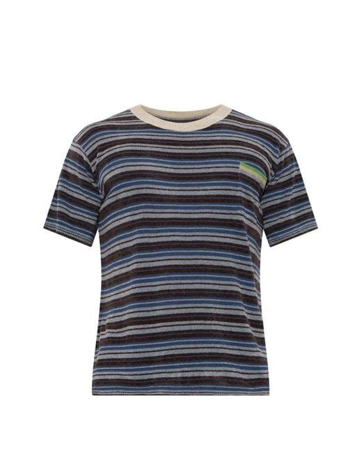 Maison Margiela Blue Striped Short-Sleeve T-Shirt for men