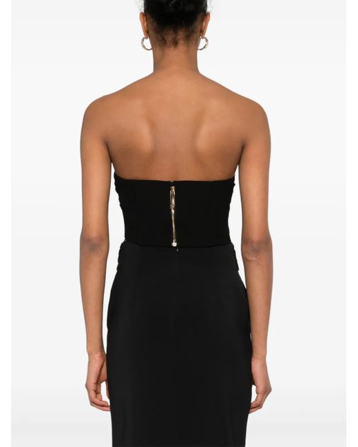 Elisabetta Franchi Black Jewel-Embellishment Crepe Top