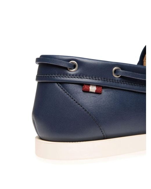 Bally Blue Leather Boat Shoes for men